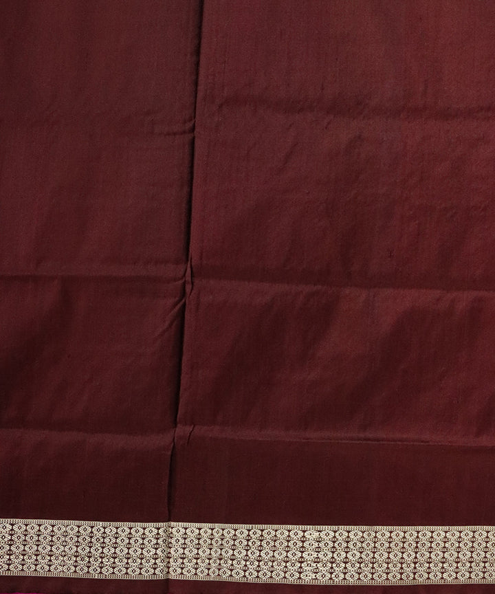 Fluorescent orange bulgarian rose silk handloom bomkai saree