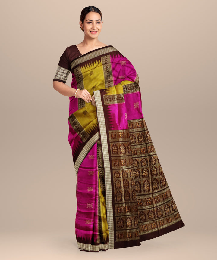 Multicolor bulgarian rose silk handloom bomkai saree