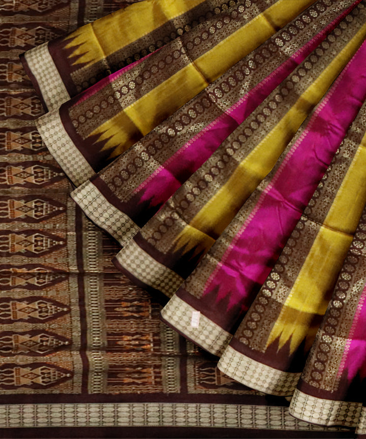 Multicolor bulgarian rose silk handloom bomkai saree