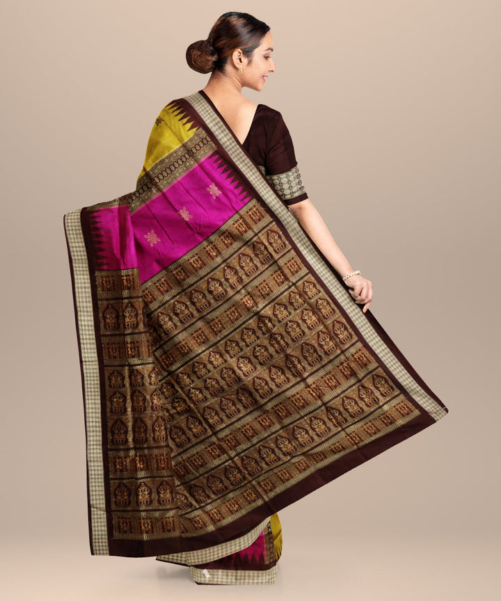 Multicolor bulgarian rose silk handloom bomkai saree