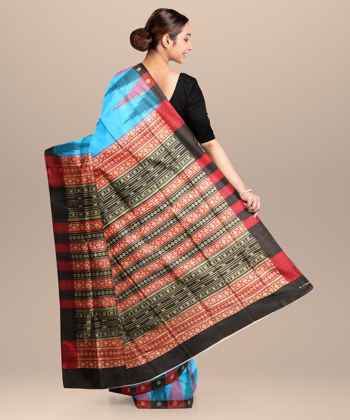 French blue multicolour silk handloom sonepur saree