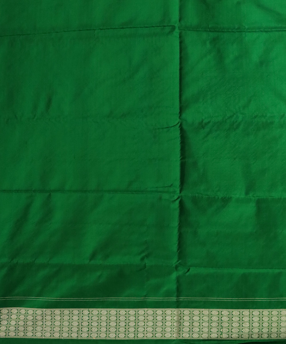 Orange deep moss green silk handloom sambalpuri saree