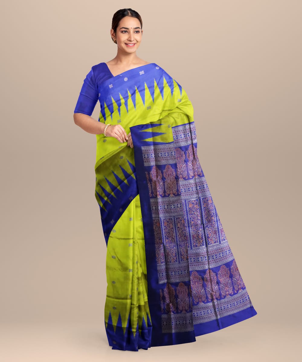 Teal Green Dark Blue Silk Handloom Sonepur Saree