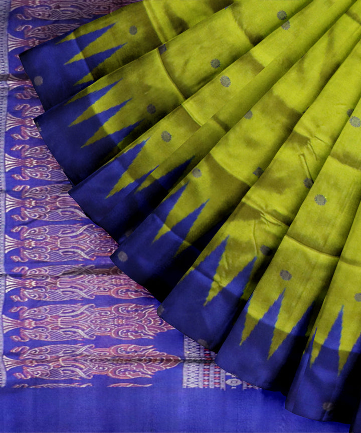 Teal green dark blue silk handloom sonepur saree