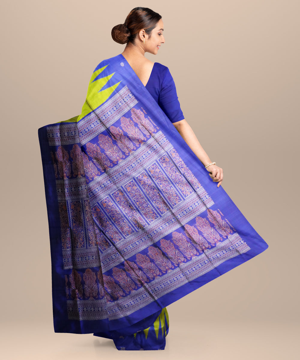 Teal green dark blue silk handloom sonepur saree