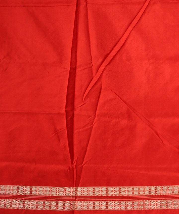 Sky blue dark red silk handloom sambalpuri saree