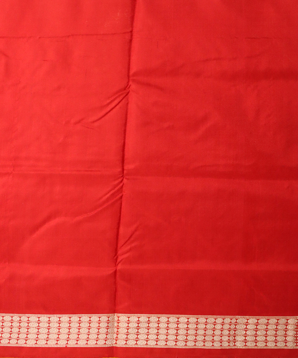 Yellow dark red silk handloom bomkai saree