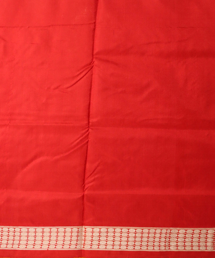 Yellow dark red silk handloom bomkai saree