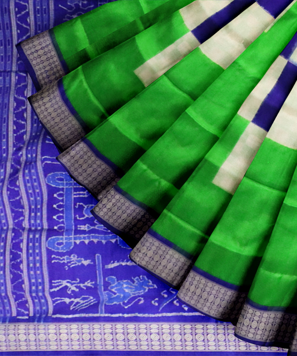Multicolor dark blue silk handloom sambalpuri saree
