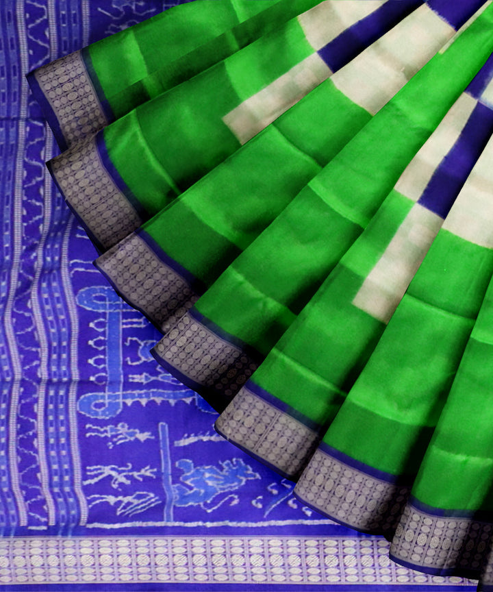 Multicolor dark blue silk handloom sambalpuri saree