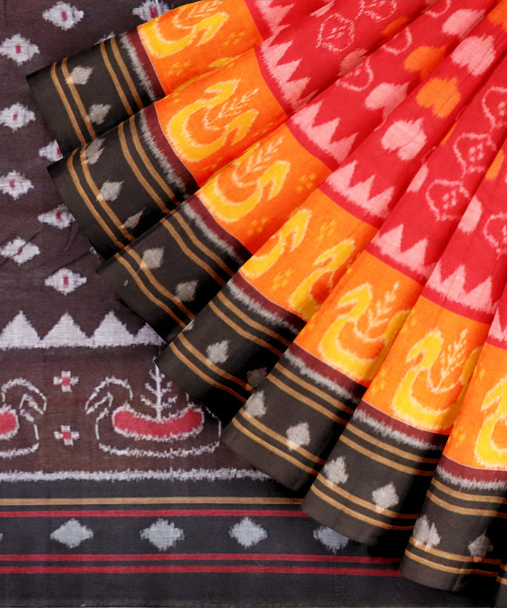 Red black handloom cotton nuapatna saree