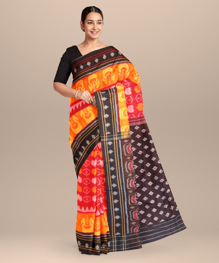 Red black handloom cotton nuapatna saree