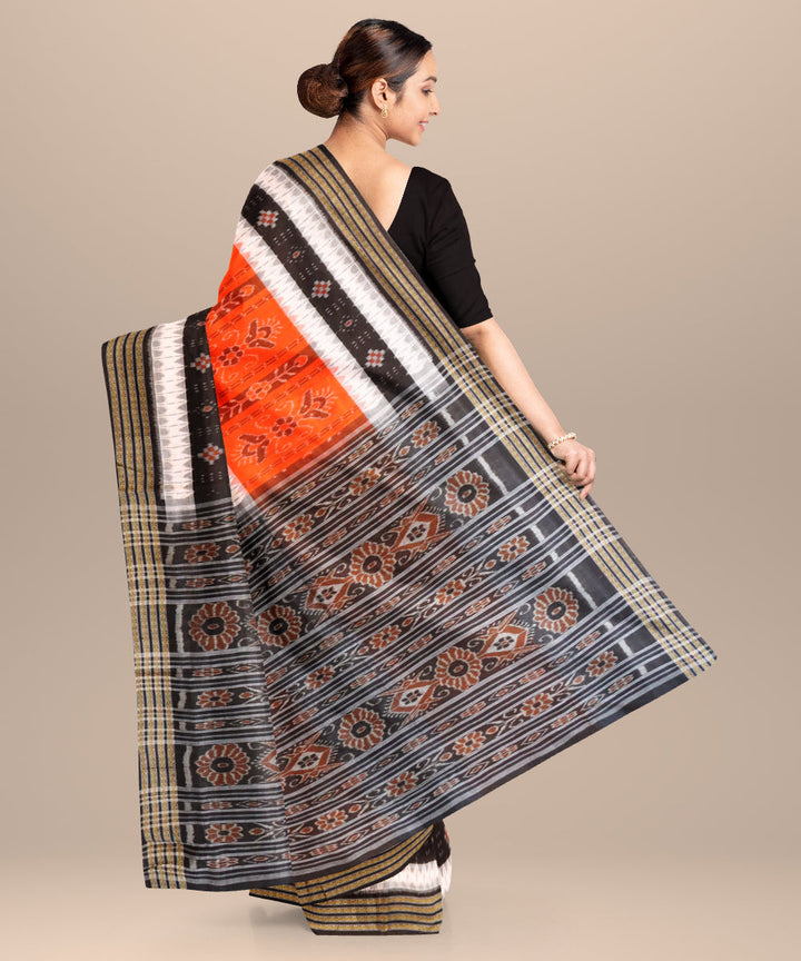 Duke coral black cotton handloom nuapatna saree