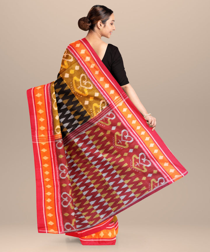 Black red cotton handloom nuapatna saree