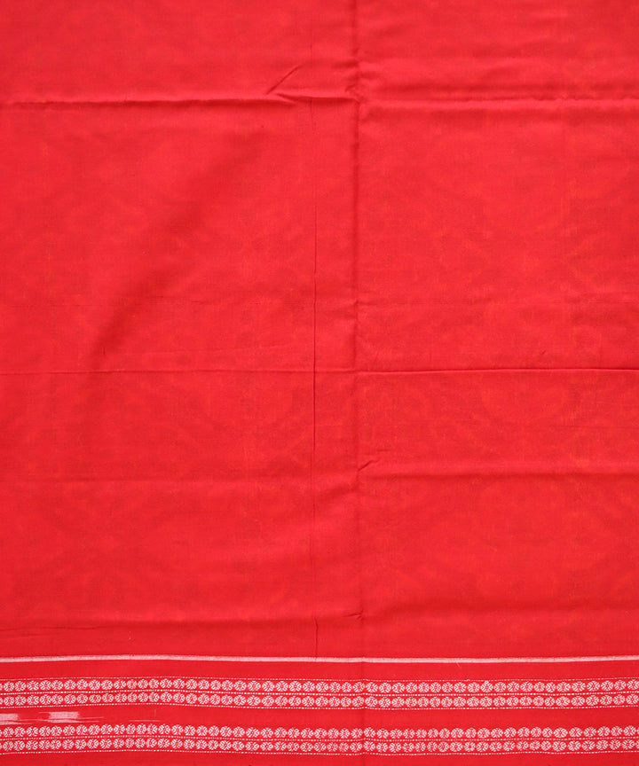 Multicolor dark red cotton handloom sambalpuri saree
