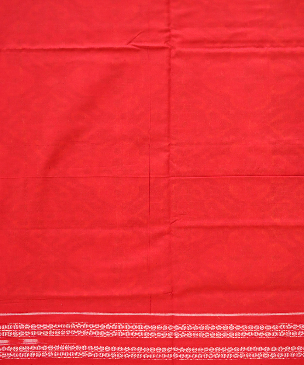 Multicolor dark red cotton handloom sambalpuri saree