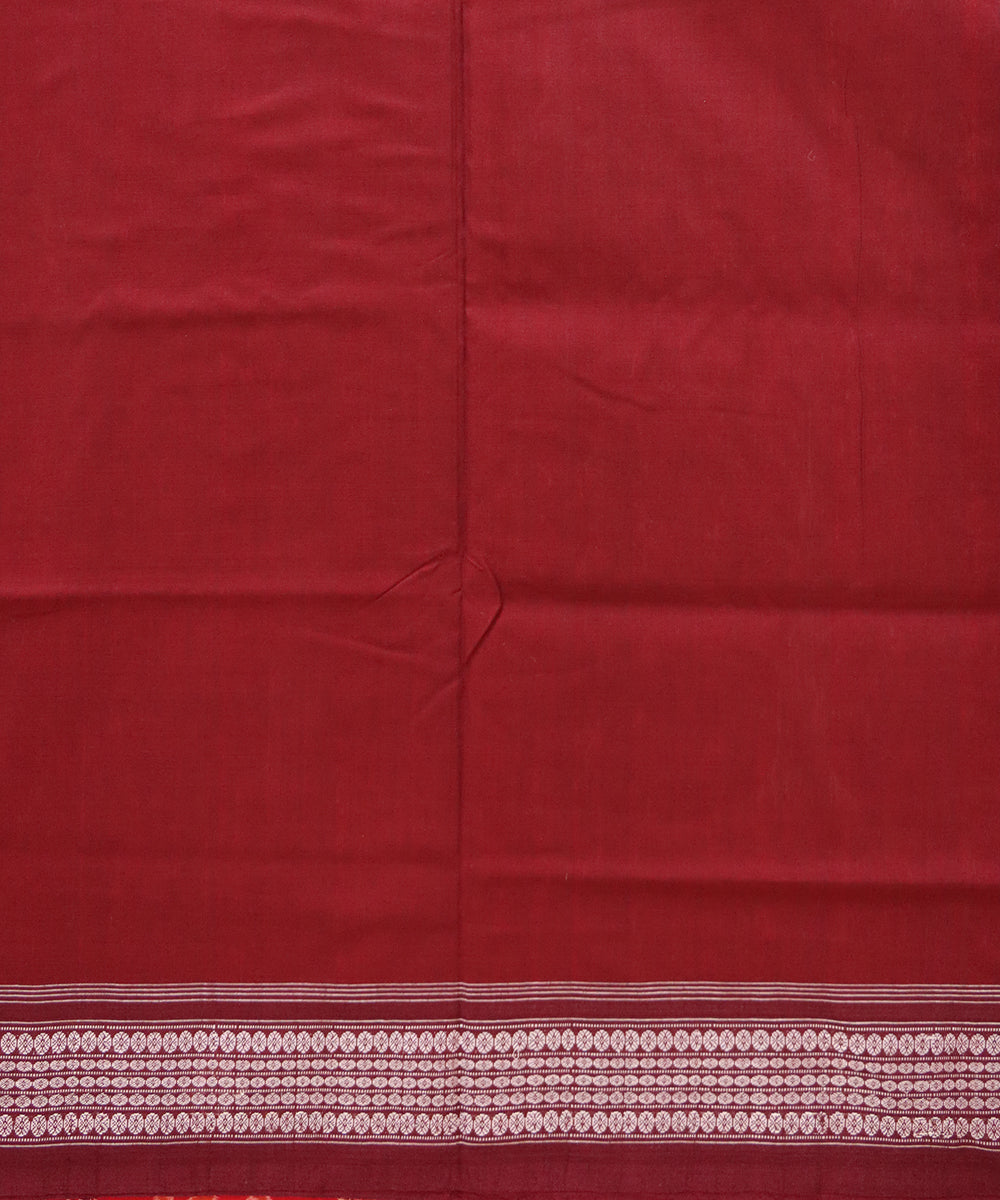 Dark pastel red dark scarlet cotton handloom sambalpuri saree