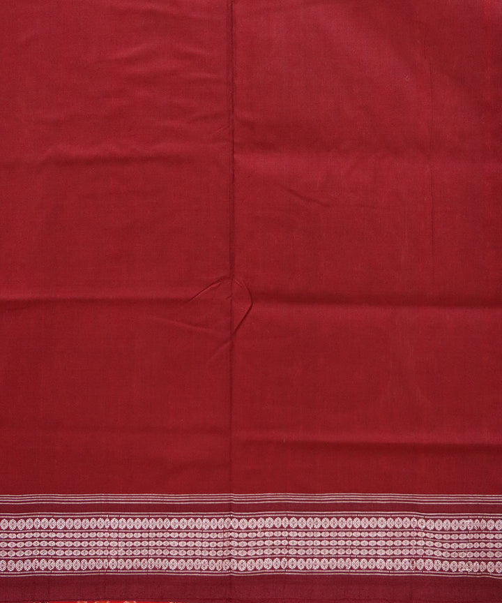 Dark pastel red dark scarlet cotton handloom sambalpuri saree