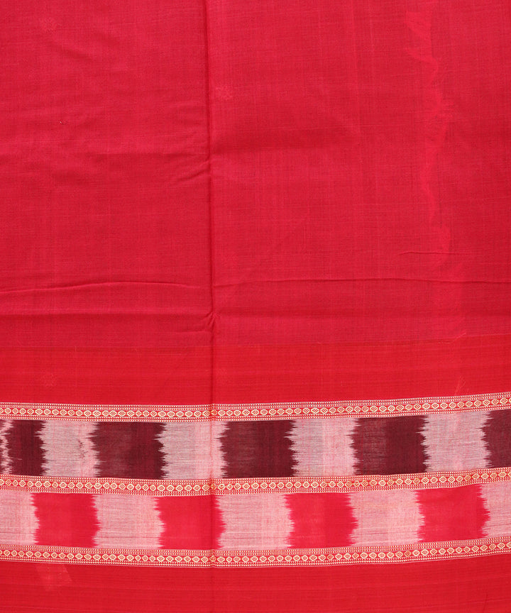 Dark green dark red cotton handloom bomkai saree
