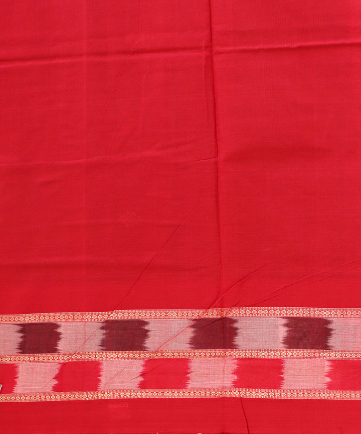 Dark green red handloom cotton bomkai saree