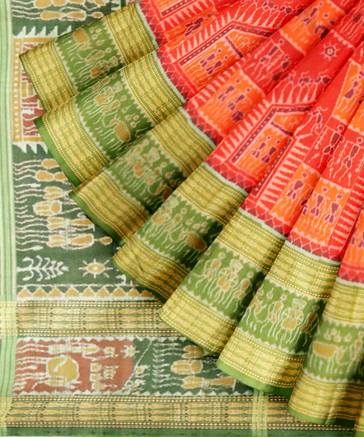 Red avocado cotton handloom sambalpuri saree
