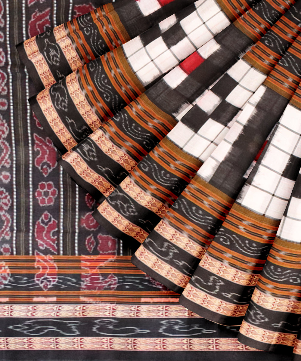 White black red cotton handloom bichitrapuri sambalpuri saree