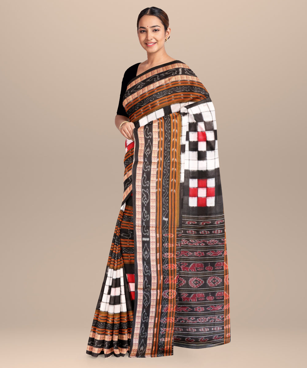 White black red cotton handloom bichitrapuri sambalpuri saree