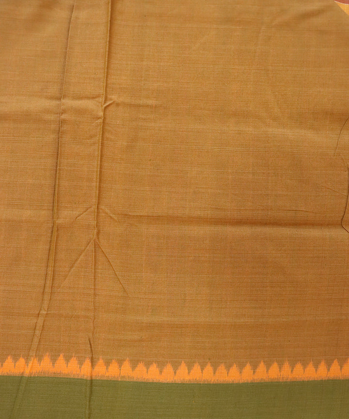 Dark brown dark goldenrod cotton handloom nuapatna saree