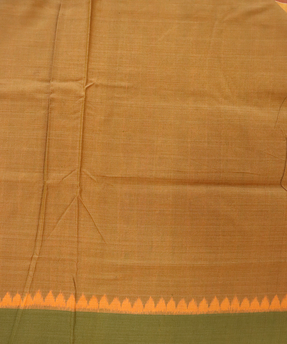 Dark brown dark goldenrod cotton handloom nuapatna saree