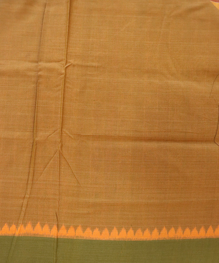 Dark brown dark goldenrod cotton handloom nuapatna saree