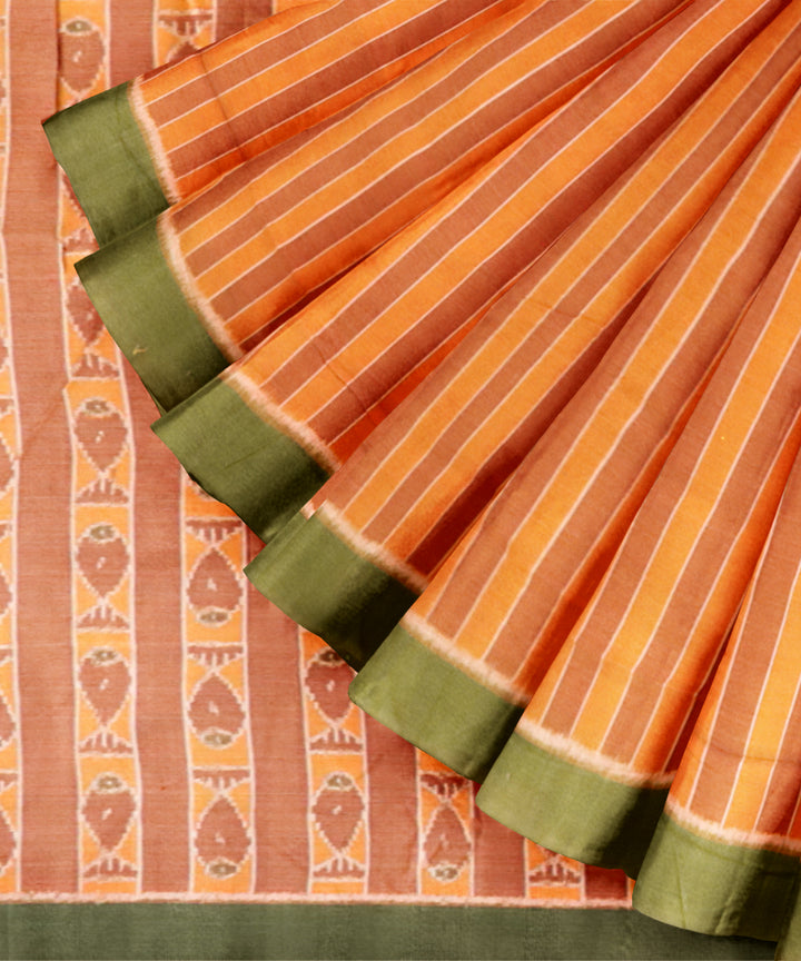 Dark brown dark olive green cotton handloom nuapatna saree