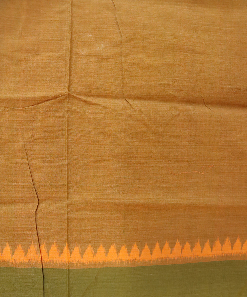 Dark brown dark olive green cotton handloom nuapatna saree