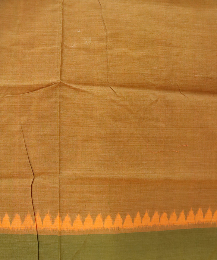 Dark brown dark olive green cotton handloom nuapatna saree