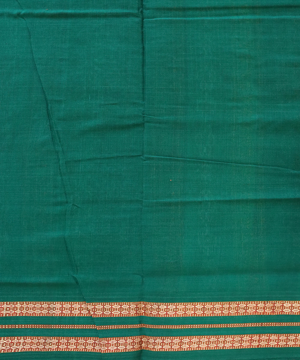 Pale copper deep jungle green cotton handloom bomkai saree