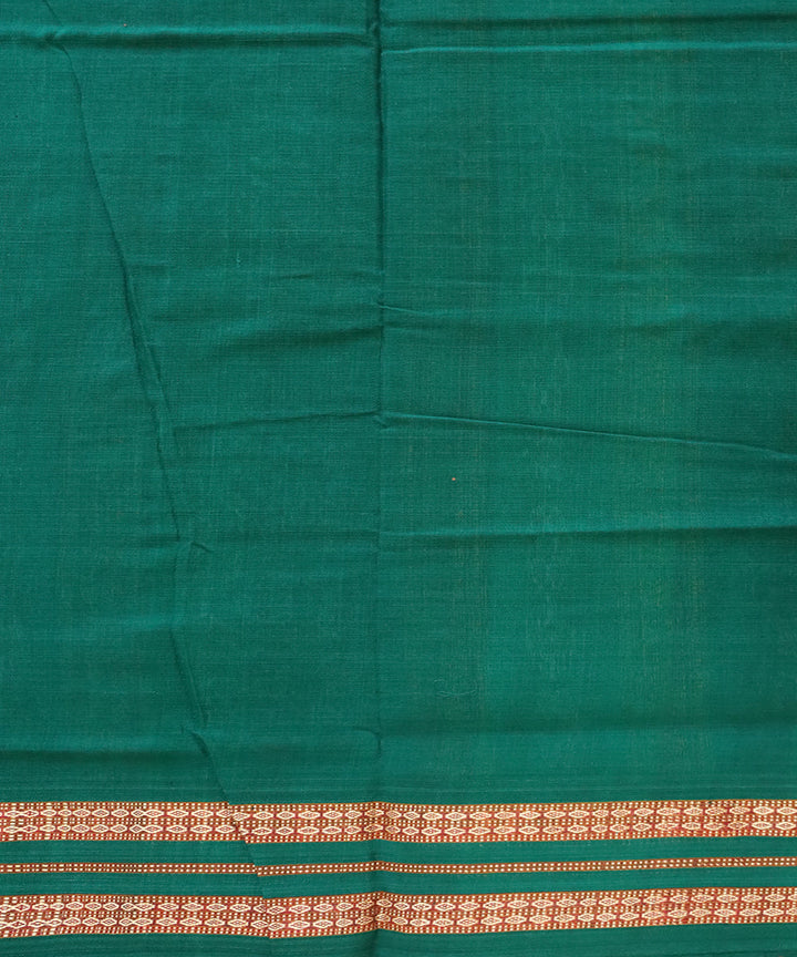 Pale copper deep jungle green cotton handloom bomkai saree