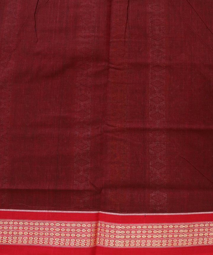 Dark green red cotton handloom patli bomkai saree