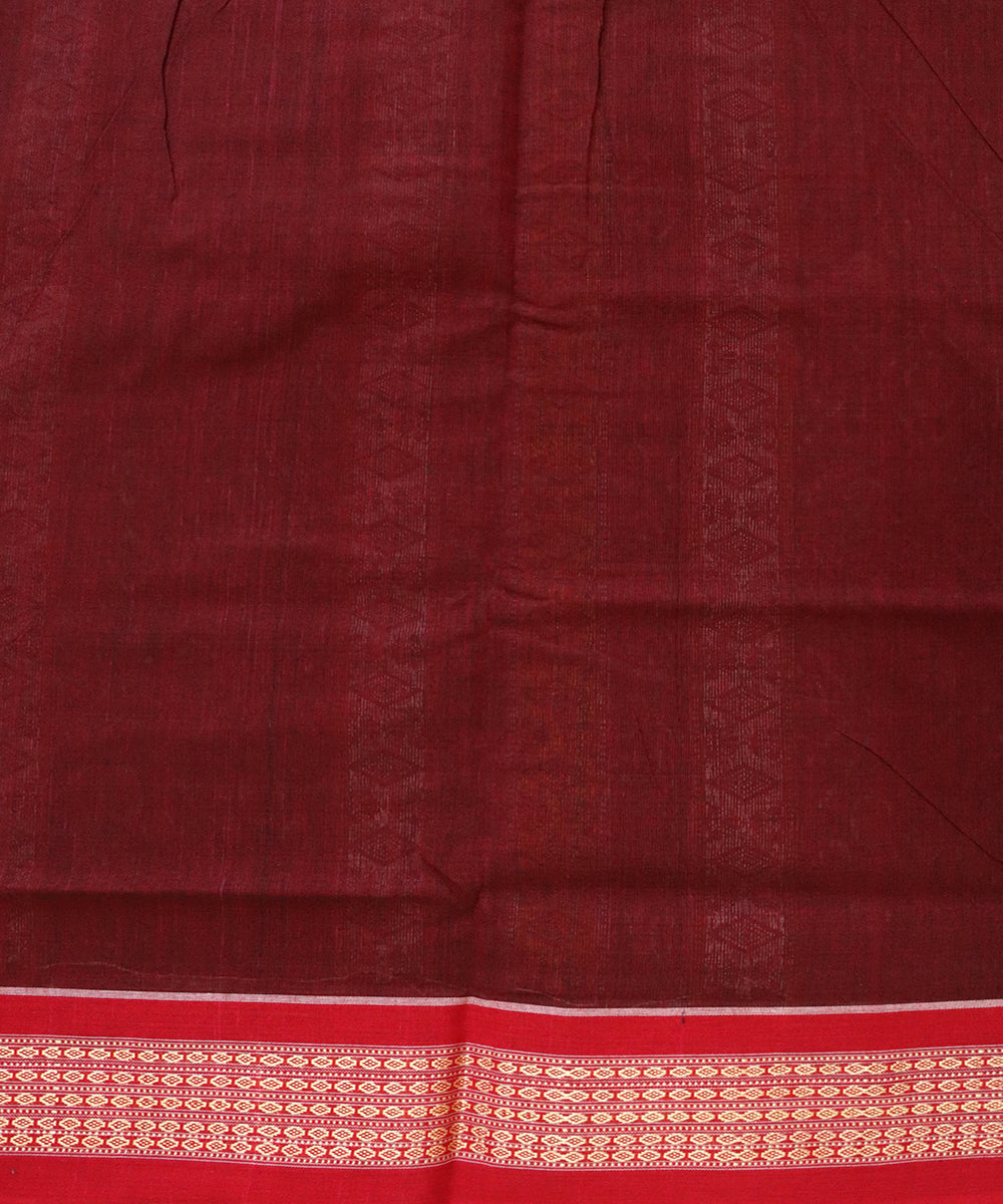 Dark green red cotton handloom patli bomkai saree