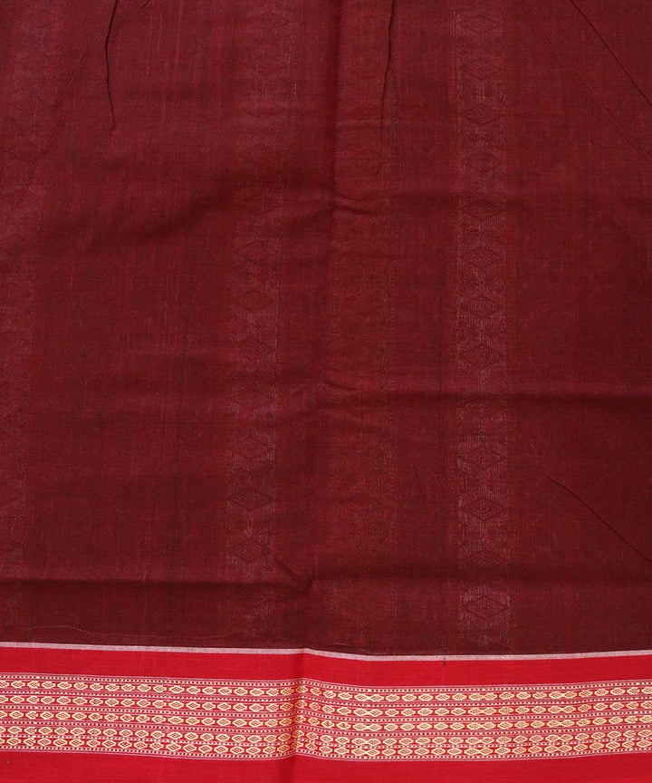 Dark green red cotton handloom patli bomkai saree