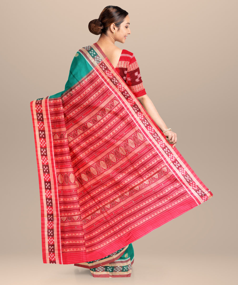 Celadon green chestnut cotton handloom bomkai saree