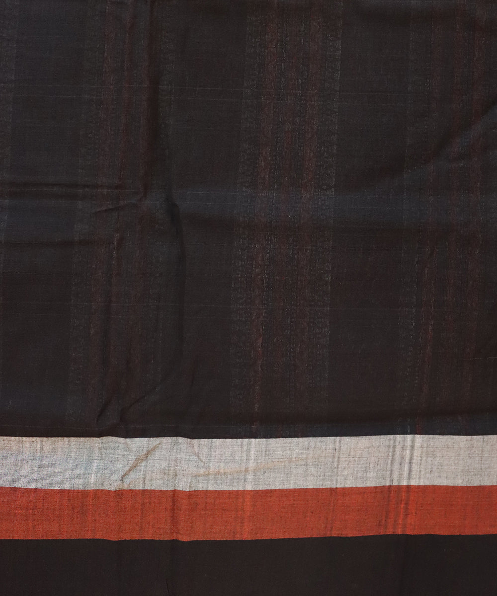 Duke blue flame orange black cotton handloom bomkai saree