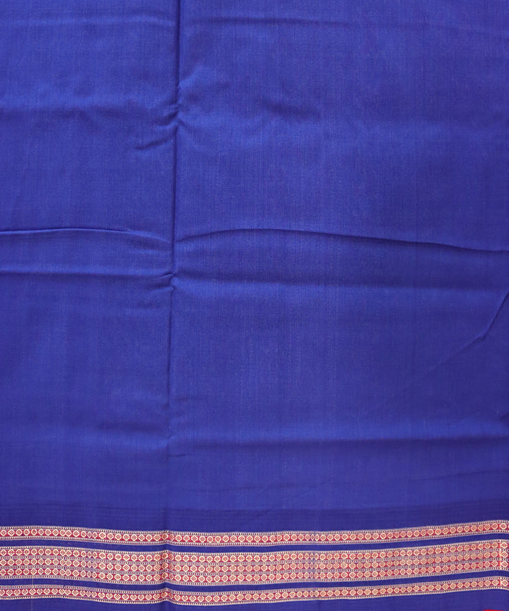 Deep carrot orange dark slate blue cotton handloom bomkai saree