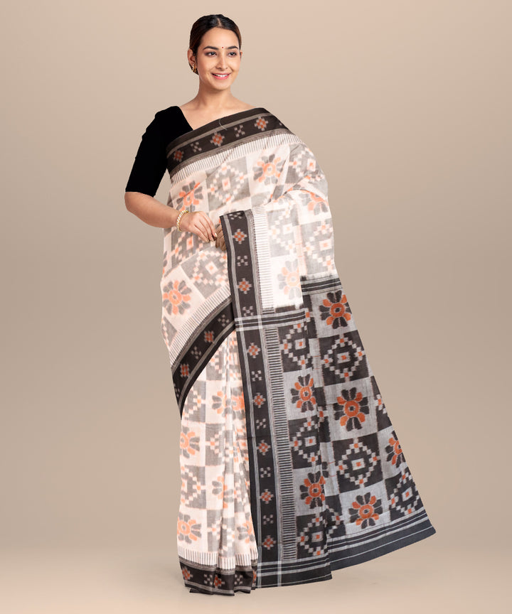 White grey black cotton handloom nuapatna saree