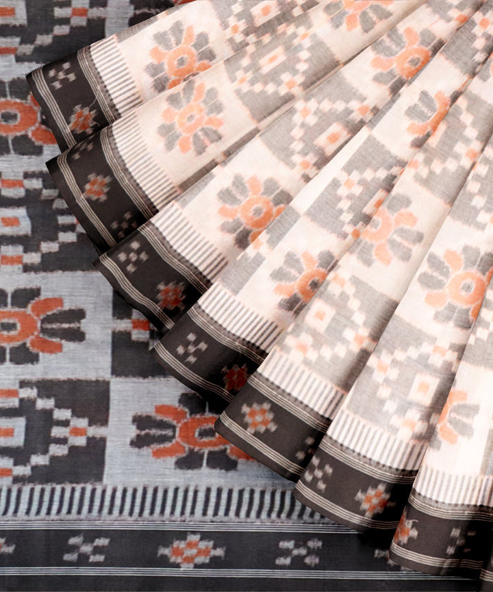 White grey black cotton handloom nuapatna saree