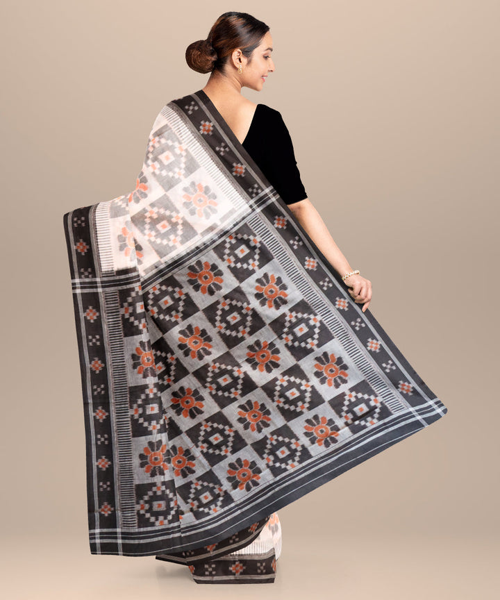 White grey black cotton handloom nuapatna saree
