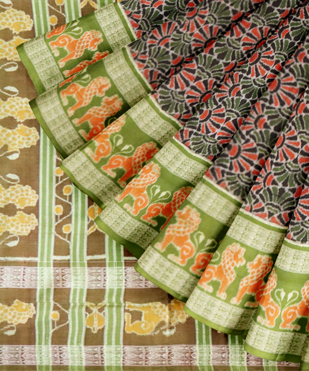Black avocado cotton handloom sambalpuri saree