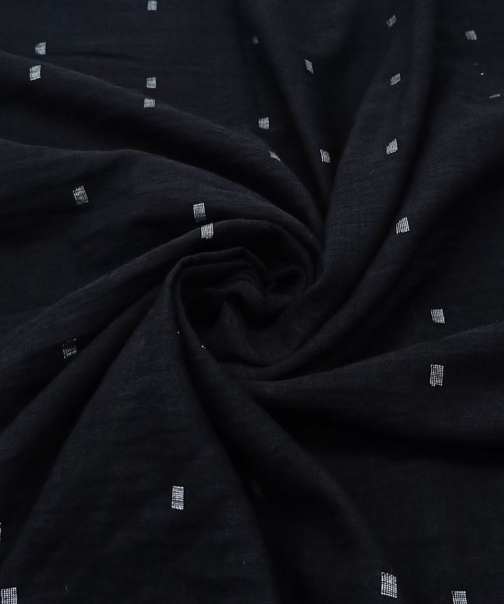 Black white buti handwoven cotton jamdani fabric
