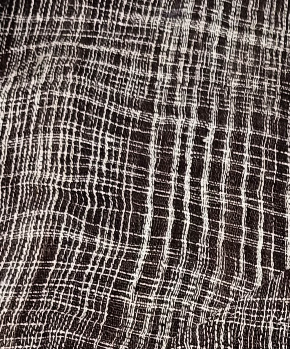 Black white stripe handwoven cotton khadi fabric