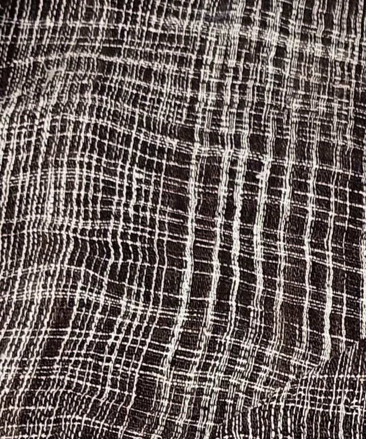 Black white stripe handwoven cotton khadi fabric
