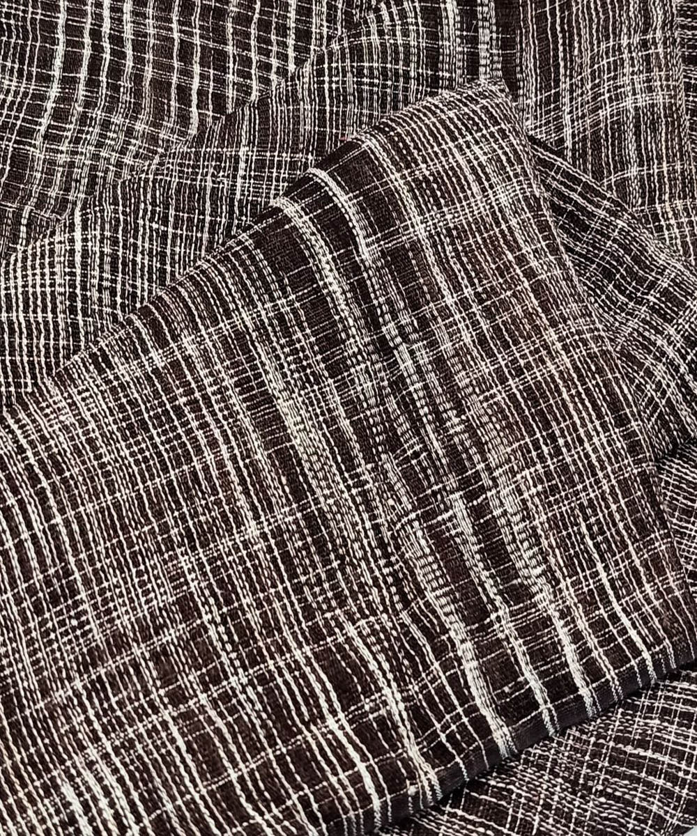 Black white stripe handwoven cotton khadi fabric