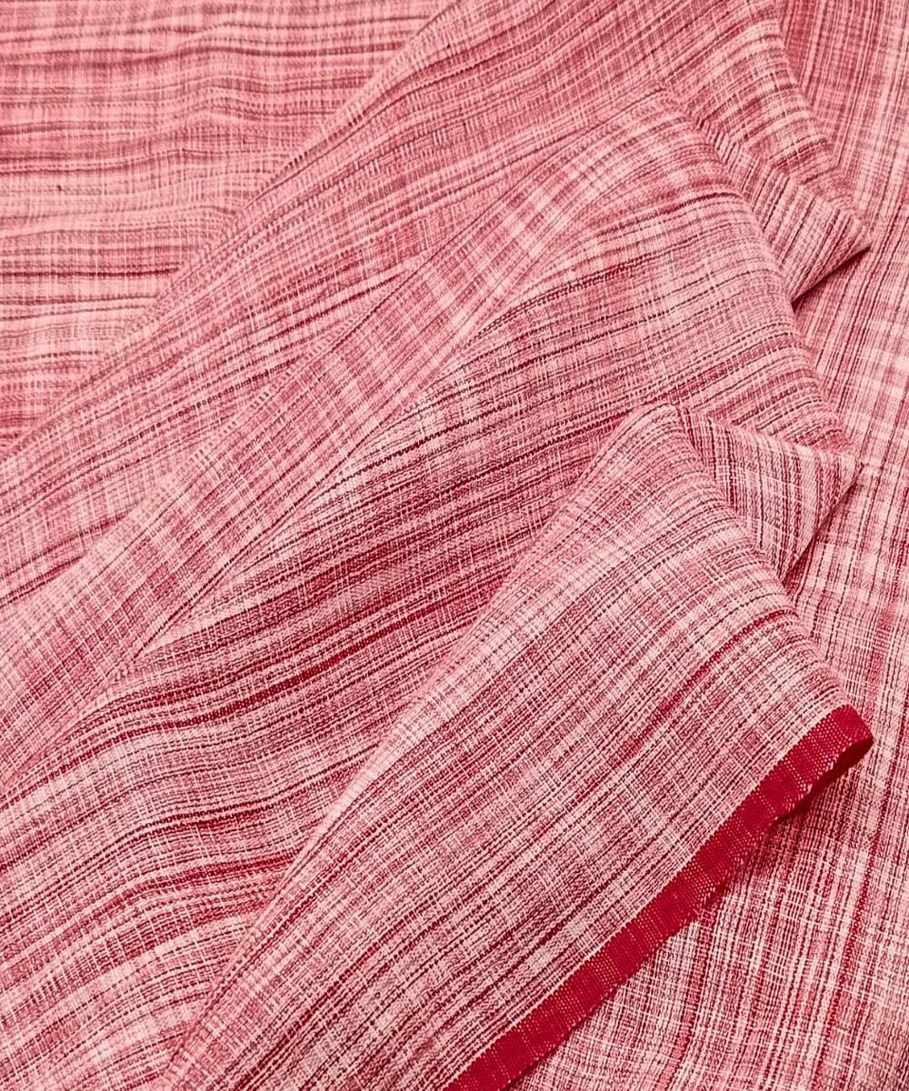 Orange white handwoven cotton khadi fabric